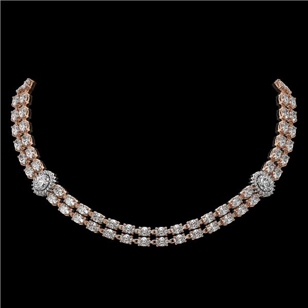 29.98 ctw Rare Oval Diamond Necklace 18K Rose Gold - REF-3584G9W