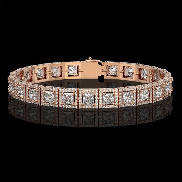 15.87 ctw Princess Cut Diamond Micro Pave Bracelet 18K Rose Gold - REF-2171X9A