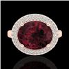 Image 2 : 4.50 ctw Garnet & Micro Pave VS/SI Diamond Ring 14k Rose Gold - REF-89G6W