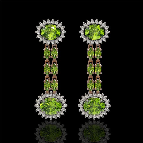 9.21 ctw Peridot & Diamond Earrings 14K Rose Gold - REF-157G5W