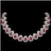 Image 1 : 121.42 ctw Certified Ruby & Diamond Victorian Necklace 14K White Gold - REF-3416W5H
