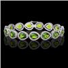 Image 1 : 15.8 ctw Peridot & Diamond Micro Pave Halo Bracelet 10k White Gold - REF-316F8M