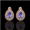 Image 1 : 8.54 ctw Tanzanite & Diamond Victorian Earrings 14K Rose Gold - REF-436W4H