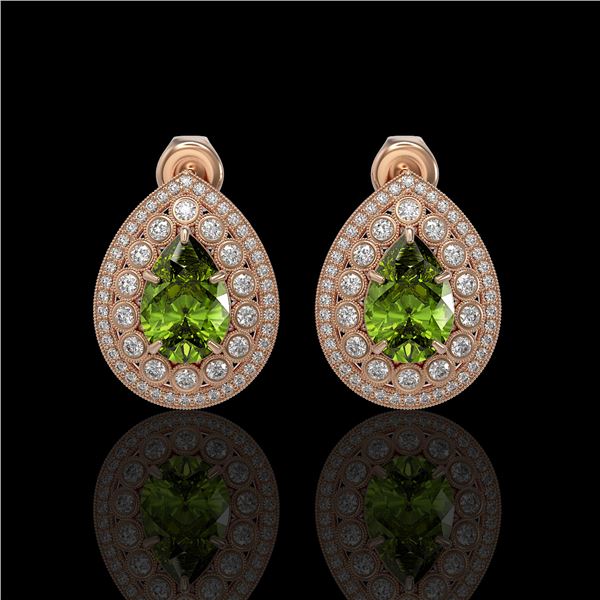 9.54 ctw Tourmaline & Diamond Victorian Earrings 14K Rose Gold - REF-225G8W
