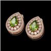 Image 2 : 9.54 ctw Tourmaline & Diamond Victorian Earrings 14K Rose Gold - REF-225G8W