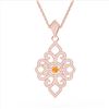 Image 3 : 1.40 ctw Citrine & Micro Pave VS/SI Diamond Necklace 14k Rose Gold - REF-127H3R