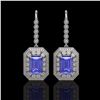 Image 1 : 11.66 ctw Tanzanite & Diamond Victorian Earrings 14K White Gold - REF-672Y8X