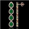 Image 2 : 16.01 ctw Emerald & Diamond Micro Pave Halo Earrings 10k Rose Gold - REF-236G4W