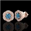 Image 2 : 1.51 ctw Fancy Intense Blue Diamond Art Deco Earrings 18k Rose Gold - REF-178A2N