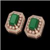 Image 2 : 13.75 ctw Certified Emerald & Diamond Victorian Earrings 14K Rose Gold - REF-266H4R