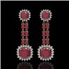 Image 1 : 19.88 ctw Ruby & Diamond Earrings 14K Rose Gold - REF-336N4F