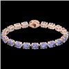 Image 2 : 19.25 ctw Tanzanite & Diamond Eternity Micro Bracelet 14k Rose Gold - REF-234H5R