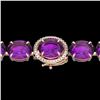 Image 1 : 78 ctw Amethyst & Micro VS/SI Diamond Bracelet 14k Rose Gold - REF-218F2M