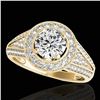Image 1 : 1.7 ctw Certified Diamond Solitaire Halo Ring 10k Yellow Gold - REF-225G2W