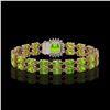 Image 3 : 17.4 ctw Peridot & Diamond Bracelet 14K Rose Gold - REF-245G5W