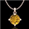 Image 1 : 1 ctw Intense Fancy Yellow Diamond Art Deco Necklace 18k Rose Gold - REF-225X5A