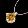 Image 2 : 1 ctw Intense Fancy Yellow Diamond Art Deco Necklace 18k Rose Gold - REF-225X5A