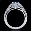 Image 3 : 1.07 ctw Fancy Intense Blue Diamond Art Deco Ring 18k White Gold - REF-218R2K