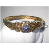 Image 1 : Ornate Gold Tone & Rhinestone Hinged Bangle #1907560