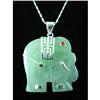 Image 1 : Green Jade Elephant Pendant Sterling Silver #1907700