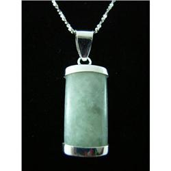 Jade Cylinder Sterling Silver Pendant #1907830