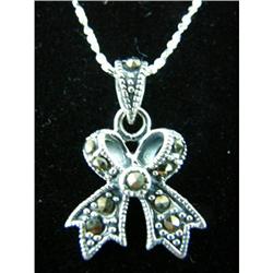 Marcasite Bow Tie  Sterling Silver Pendant #1907832