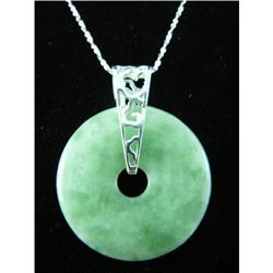 Jade Circle Necklac Sterling Silver Pendant #1907879