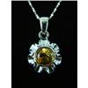 Image 1 : Lemon Amber Flower Sterling Silver Pendant #1907881