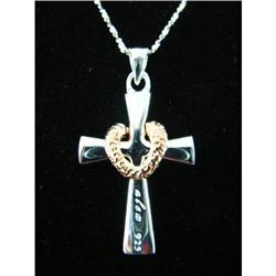 Signed Cross & Wreath Sterling Silver Pendant #1907883