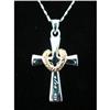 Image 1 : Signed Cross & Wreath Sterling Silver Pendant #1907883