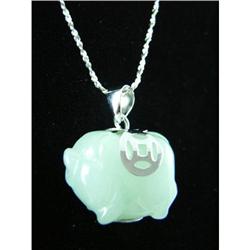 Carved Jade Pig Sterling Silver Pendant #1907887