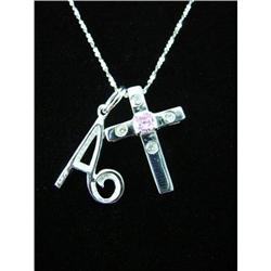 Gemstone Cross & 'A' Sterling Silver Pendant #1907898