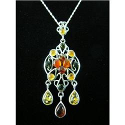 Elegant Amber Sterling Silver Pendant #1907900