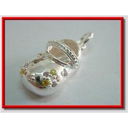 Multi-Gemstone Slipper Sterling Silver Pendant #1907903