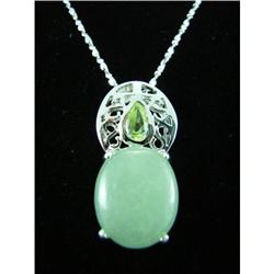Jade & Peridot Sterling Silver Pendant #1907909