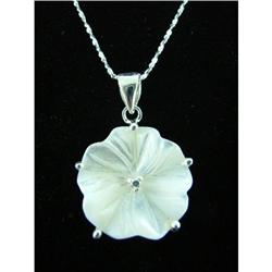 Carved MOP & Topaz Sterling Silver Pendant #1907921