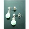 Image 1 : Jade Teardrop Dangle Sterling Silver Earrings #1907945