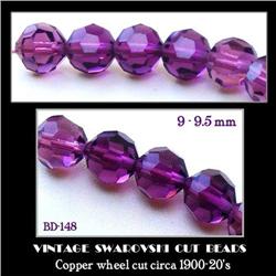 100 VINTAGE SWAROVSKI CUT PURPLE GLASS BEADS #1908116