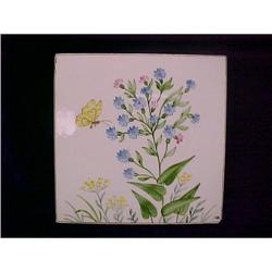 Vintage German Hand Painted Ceramic Tile #1908283