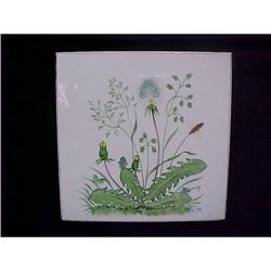 Vintage German Hand Painted Ceramic Tile #1908284