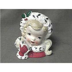 Napco Christmas Head Vase Young Girl #1908354