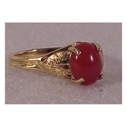 14K yellow gold 1 1/2 cts coral ring ( size #1908372