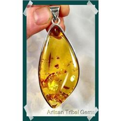 ENORMOUS Honey Baltic Amber Sterling Pendant #1908818