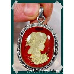 CHERRY Amber Handcrafted CAMEO Sterling Pendant#1908820