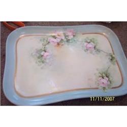 T&V Limoges Footed Dresser Tray - Handpainted #1908991