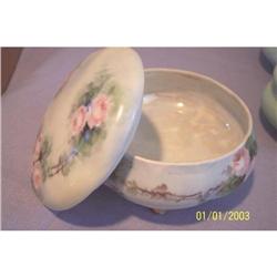 M. Z. Austria Footed Dresser Jar - Handpainted #1909024