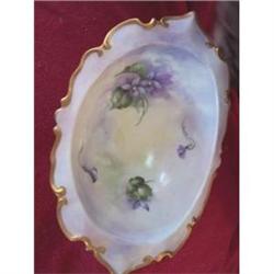 Bavarian Footed Bowl - Handpainted Violets - #1909026
