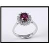Image 1 : Rich 14K White Gold Diamond and Red Tourmaline #1909296