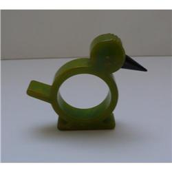 Bakelite Green Bird Black Beak Napkin Ring #1909395