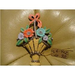 Vintage Woolworths Brooch Flower Basket #1909472